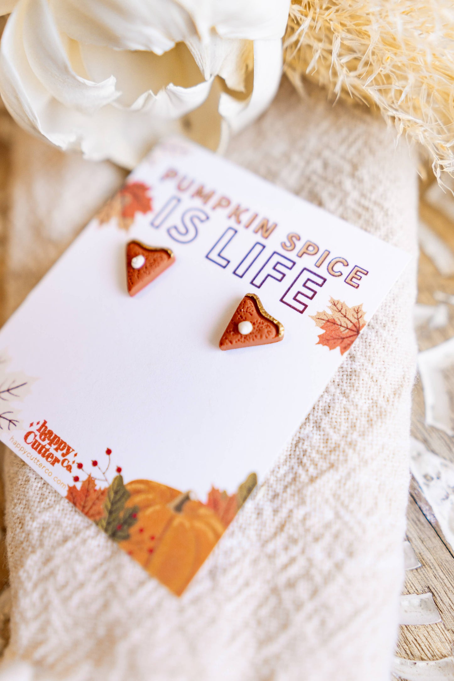 Pumpkin Pie Clay Earrings | Thanksgiving Fall Stud Earrings: Studs