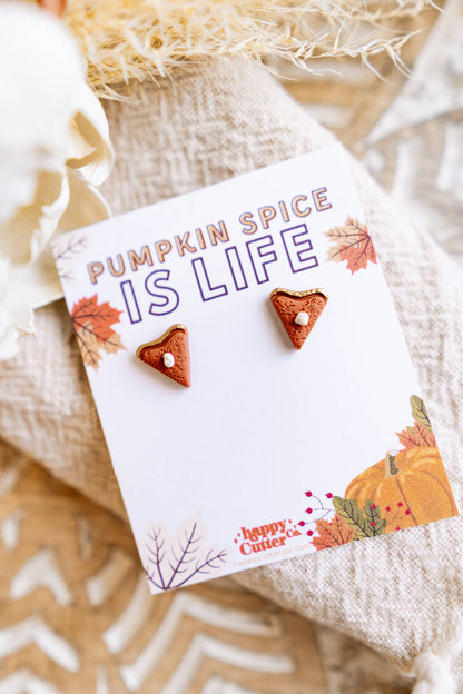 Pumpkin Pie Clay Earrings | Thanksgiving Fall Stud Earrings: Studs