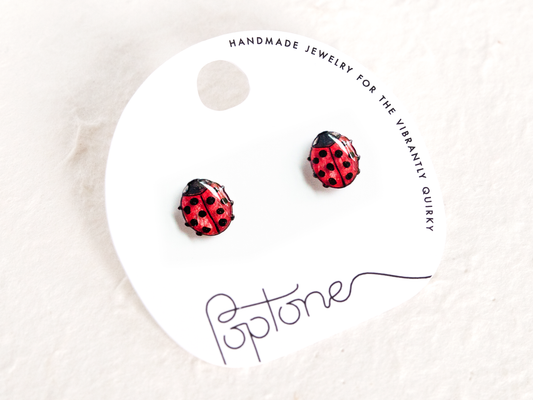 Ladybug Cute Red Spring Insect Stud Earrings