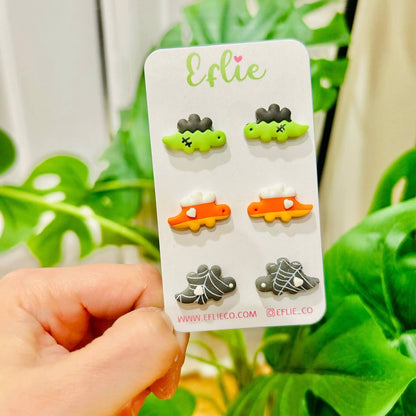 Halloween Dinosaurs Stud Earrings Candy Corn | Spooky Franke