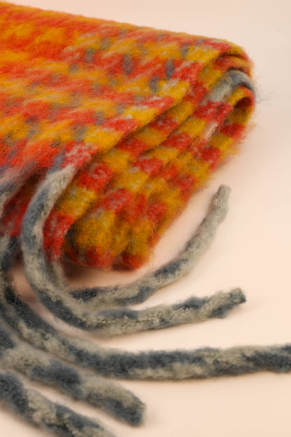 Ishbel Cosy Scarf - Tangerine/Denim