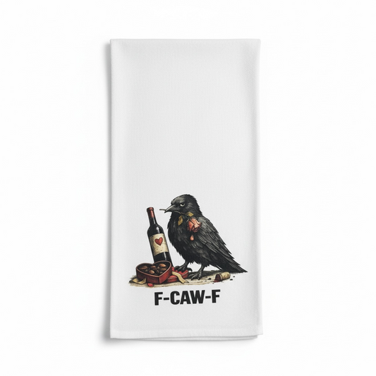 Grumpy Crow with Wine & Chocolate - Flour Sack Kitchen Towel