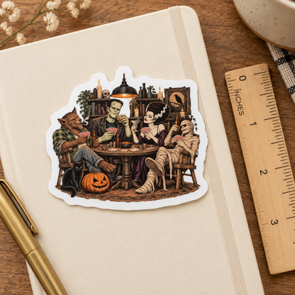 Monster Poker Party Halloween Sticker