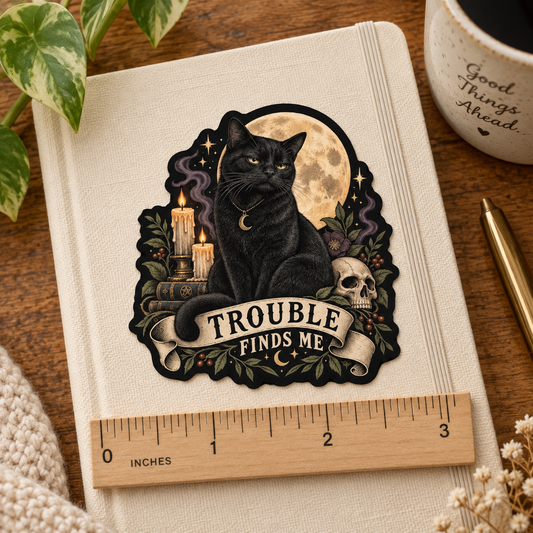 Trouble Finds Me Halloween Sticker