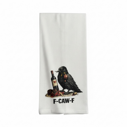 Grumpy Crow with Wine & Chocolate - Flour Sack Kitchen Towel