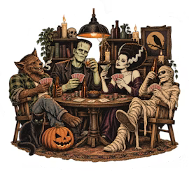 Monster Poker Party Halloween Sticker