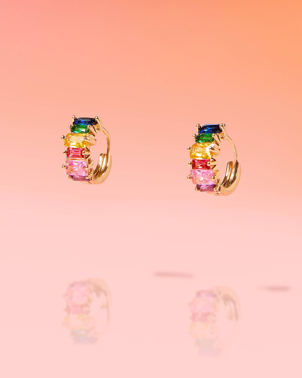 Dainty Huggie Hoop Multicolor 18k Gold Plated Hoop