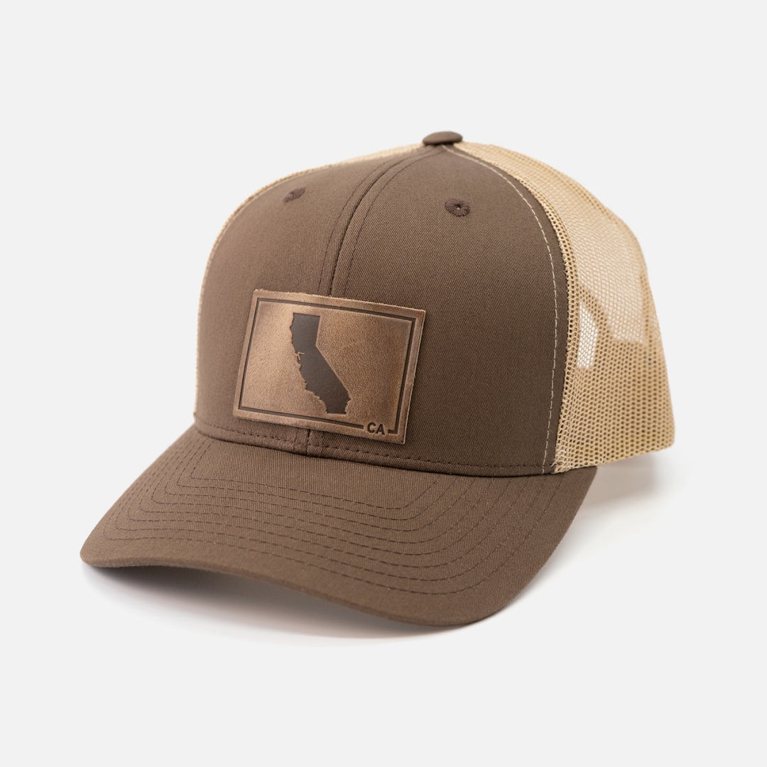 California Silhouette Hat | Leather Patch Trucker Hat