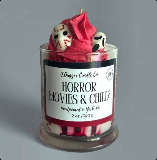 Horror Movie Themed Halloween Soy Dessert Candle, 12oz.
