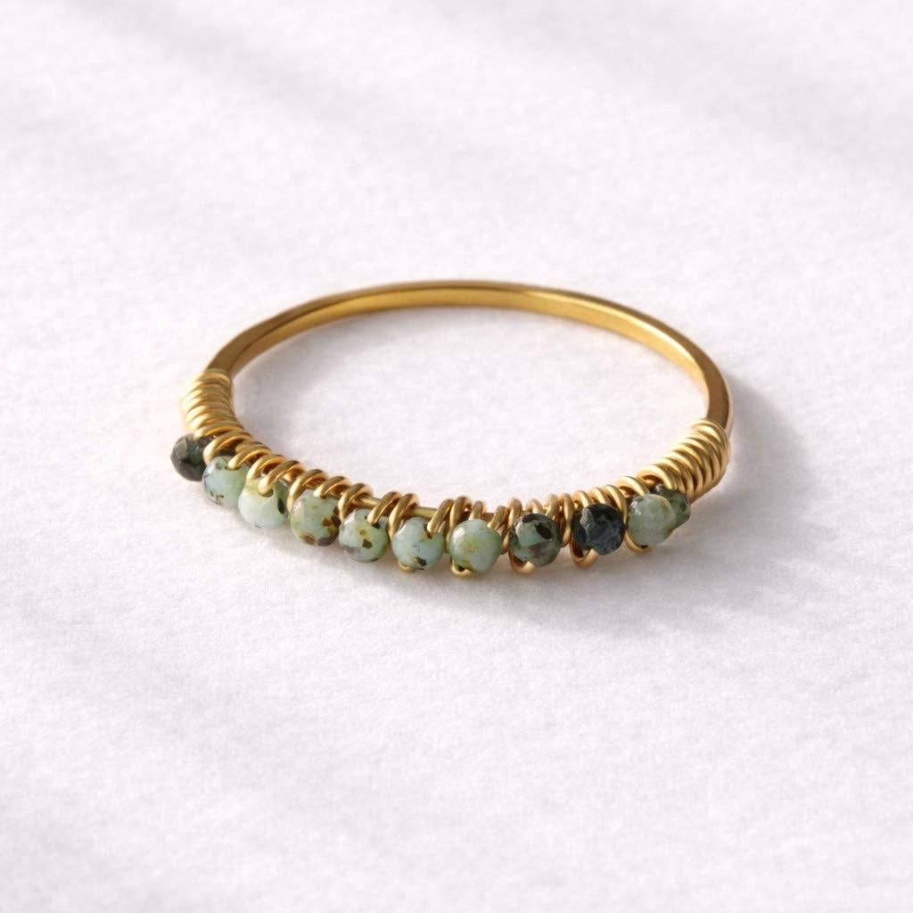 African Turquoise Wiire Wrapped Stack Ring