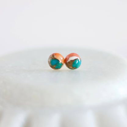 Oyster Copper Turquoise Stud Earrings