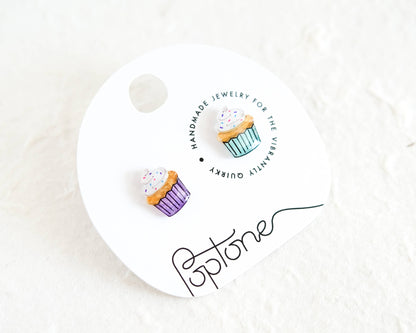 Cupcake Stud Earrings | Food Post Earrings