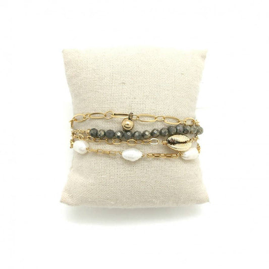 Multi Strand Chain Bracelet Pyrite Stone