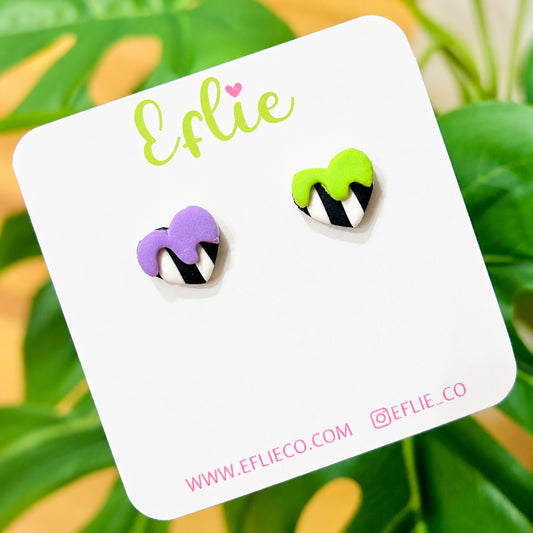 Beetlejuice Heart Clay Stud Earrings