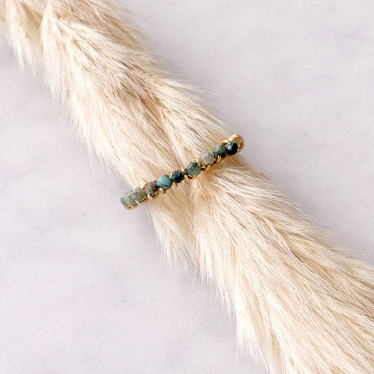 African Turquoise Wiire Wrapped Stack Ring