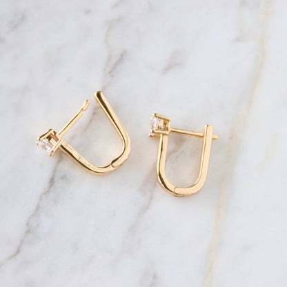 CZ U Huggie Hoop Earrings