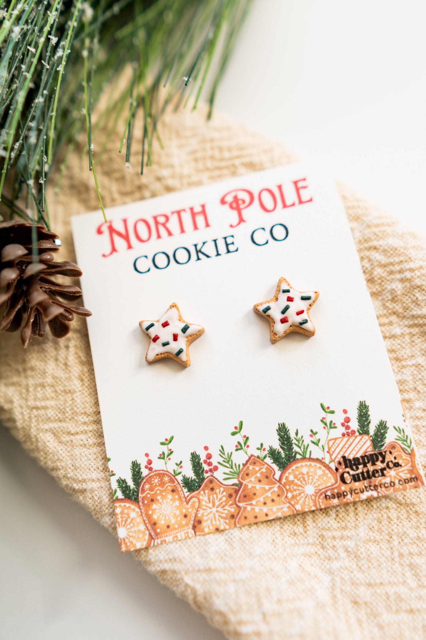 Cute Christmas Studs | Frosted Christmas Sugar Cookie Studs