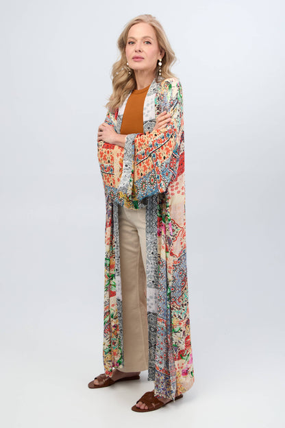 Mixed Floral Long Kimono Duster