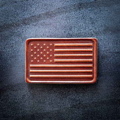 American Flag Leather Magnet Block Style