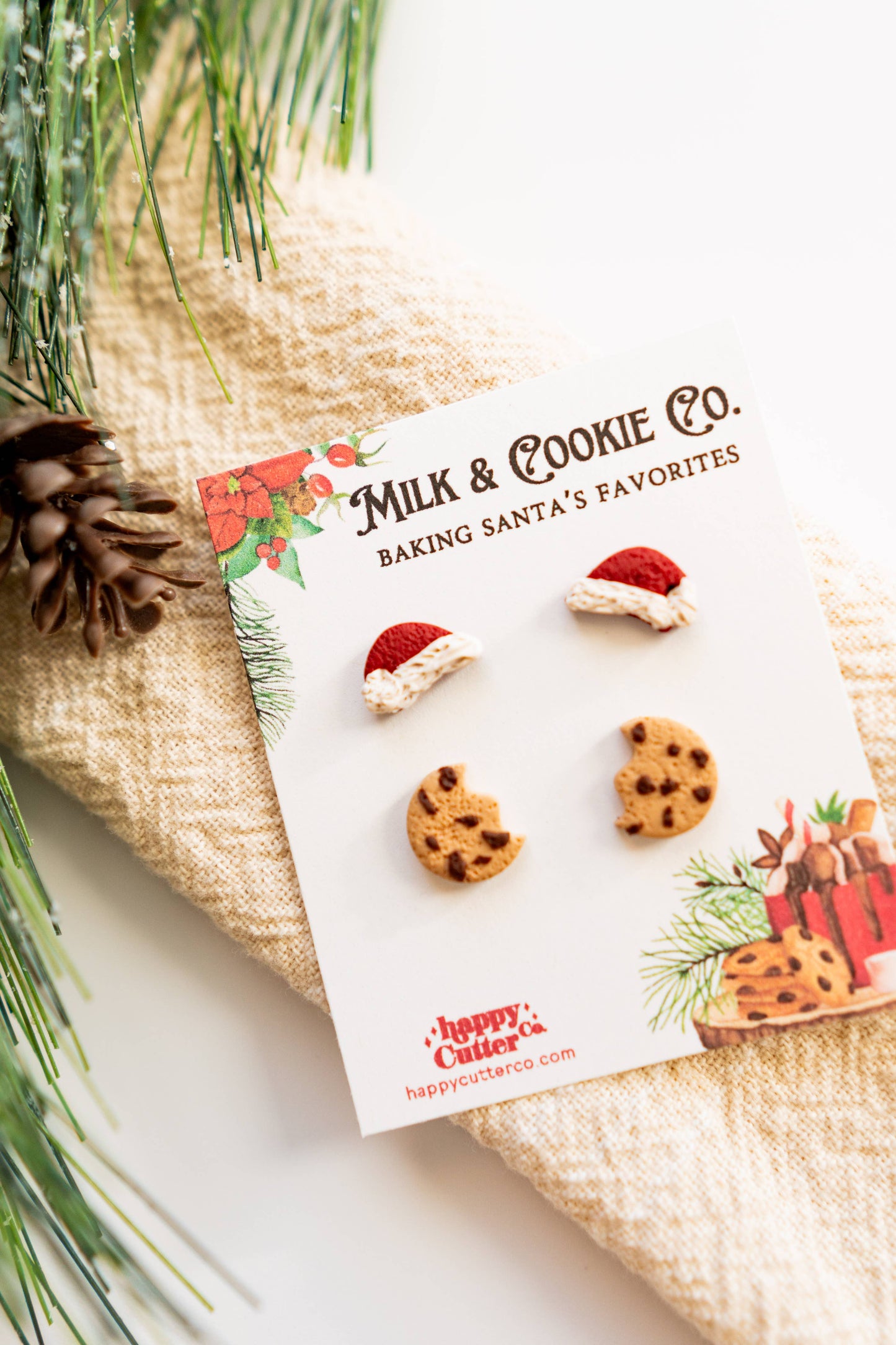 Fun Holiday Studs | Santa's Milk and Cookies Christmas Studs: Stud