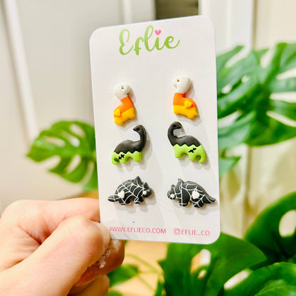 Halloween Dinosaurs Stud Earrings Candy Corn | Spooky Franke