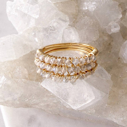 Labradorite Wire Wrapped Stack Ring