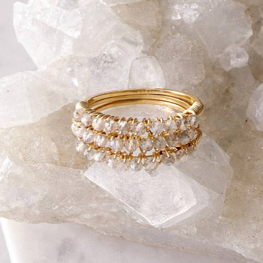 Labradorite Wire Wrapped Stack Ring