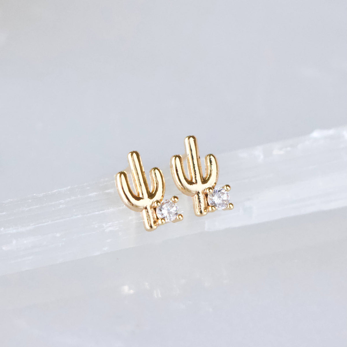 CZ Cactus Stud Earrings