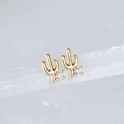 CZ Cactus Stud Earrings
