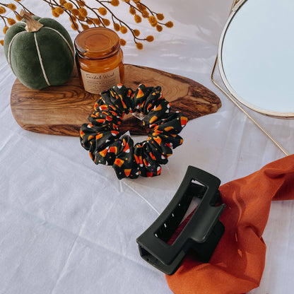 Candy Corn Halloween Cotton Scrunchie