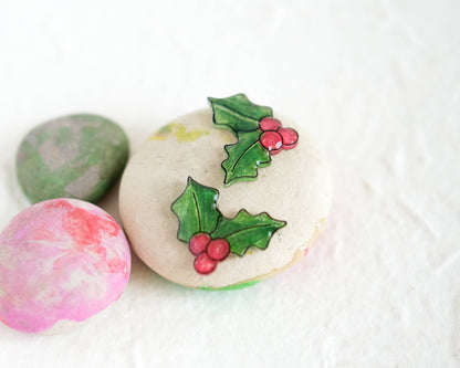 Christmas Holly Leaves Earrings