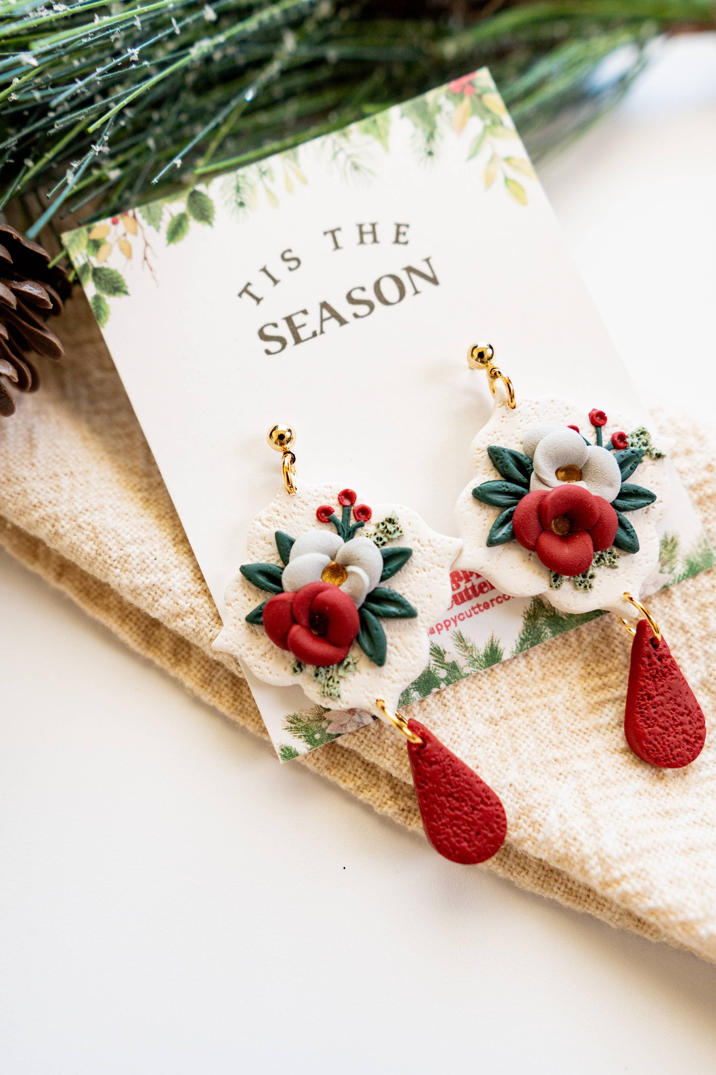 Elegant Christmas Bouquet Earrings |Christmas Floral Earring