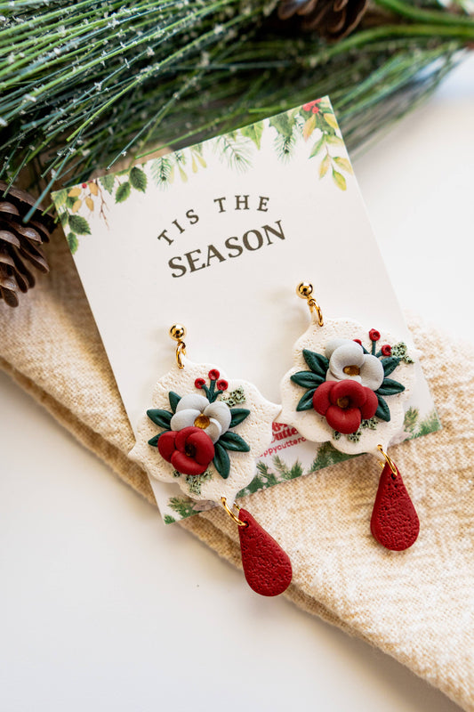 Elegant Christmas Bouquet Earrings |Christmas Floral Earring