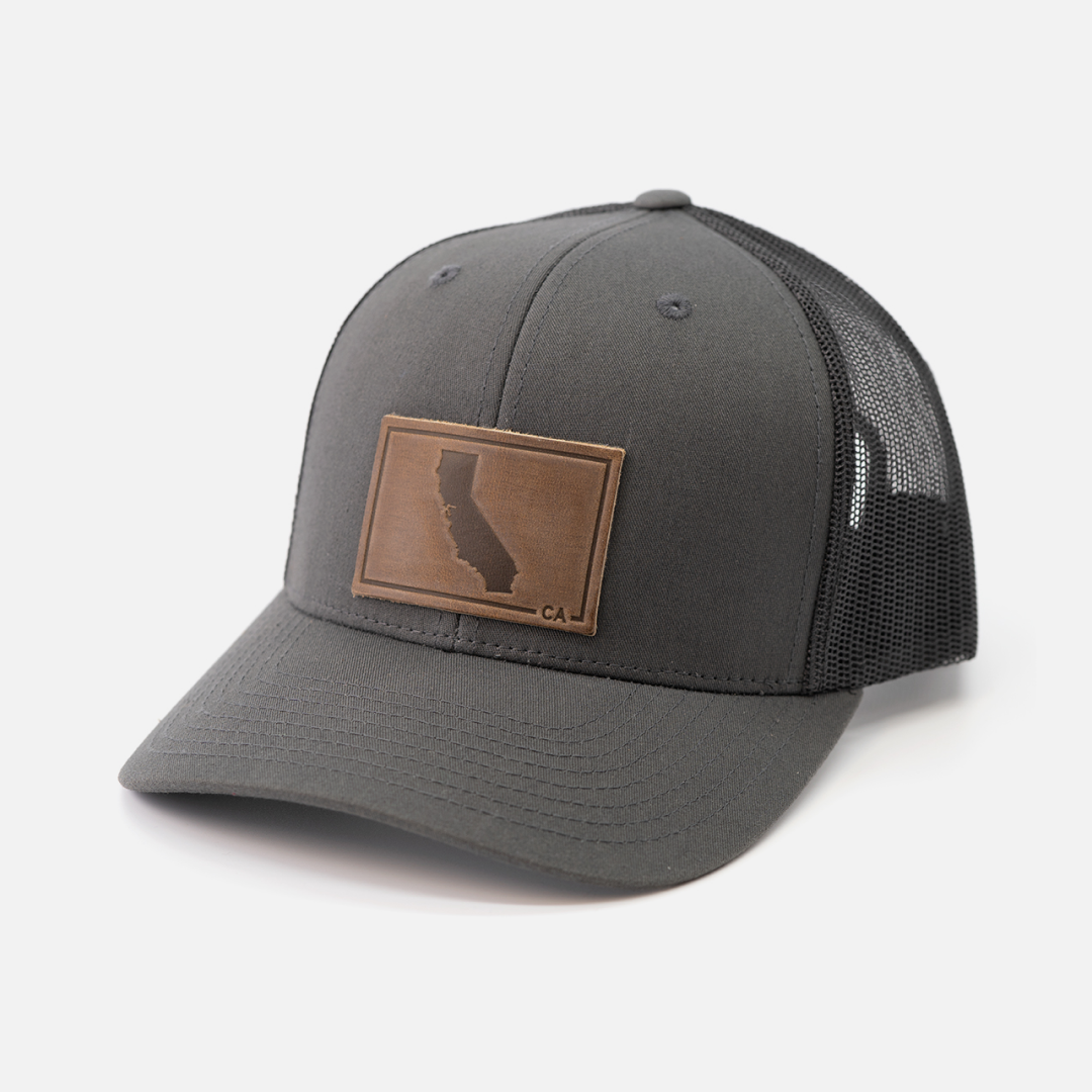 California Silhouette Hat | Leather Patch Trucker Hat