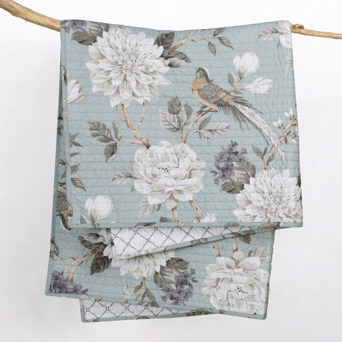 Belvedere Blue Quilted Throw