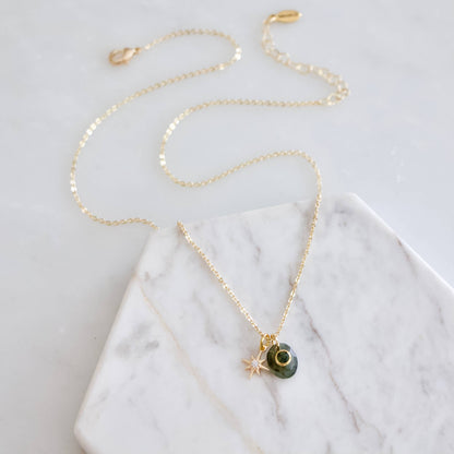 Labradorite With Moss Agate Inlay Star Necklace 