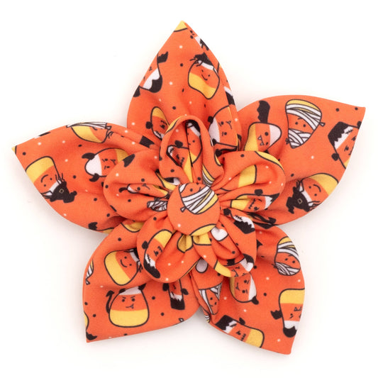 Candy Corn Ghouls Halloween Collar Flower for Dogs & Cats