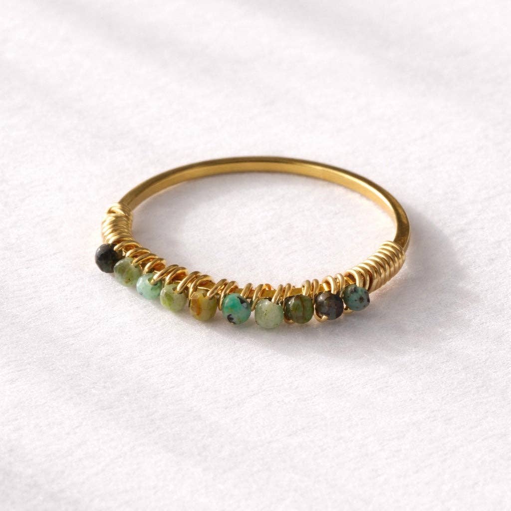 African Turquoise Wiire Wrapped Stack Ring