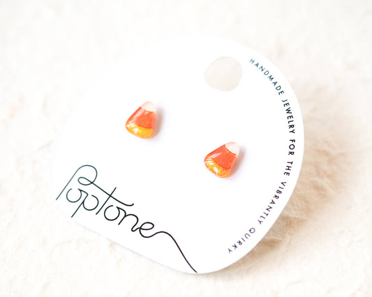 Candy Corn Tiny Halloween Stud Earrings