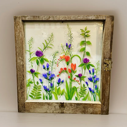 Wildflowers on Rustic Window (Mon, Feb 3)