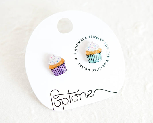Cupcake Stud Earrings | Food Post Earrings