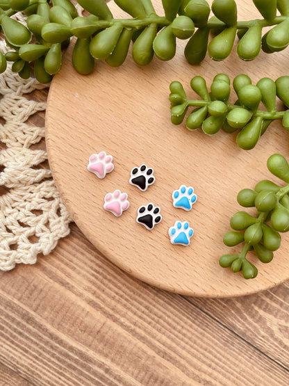 Paw Print Clay Stud Earrings