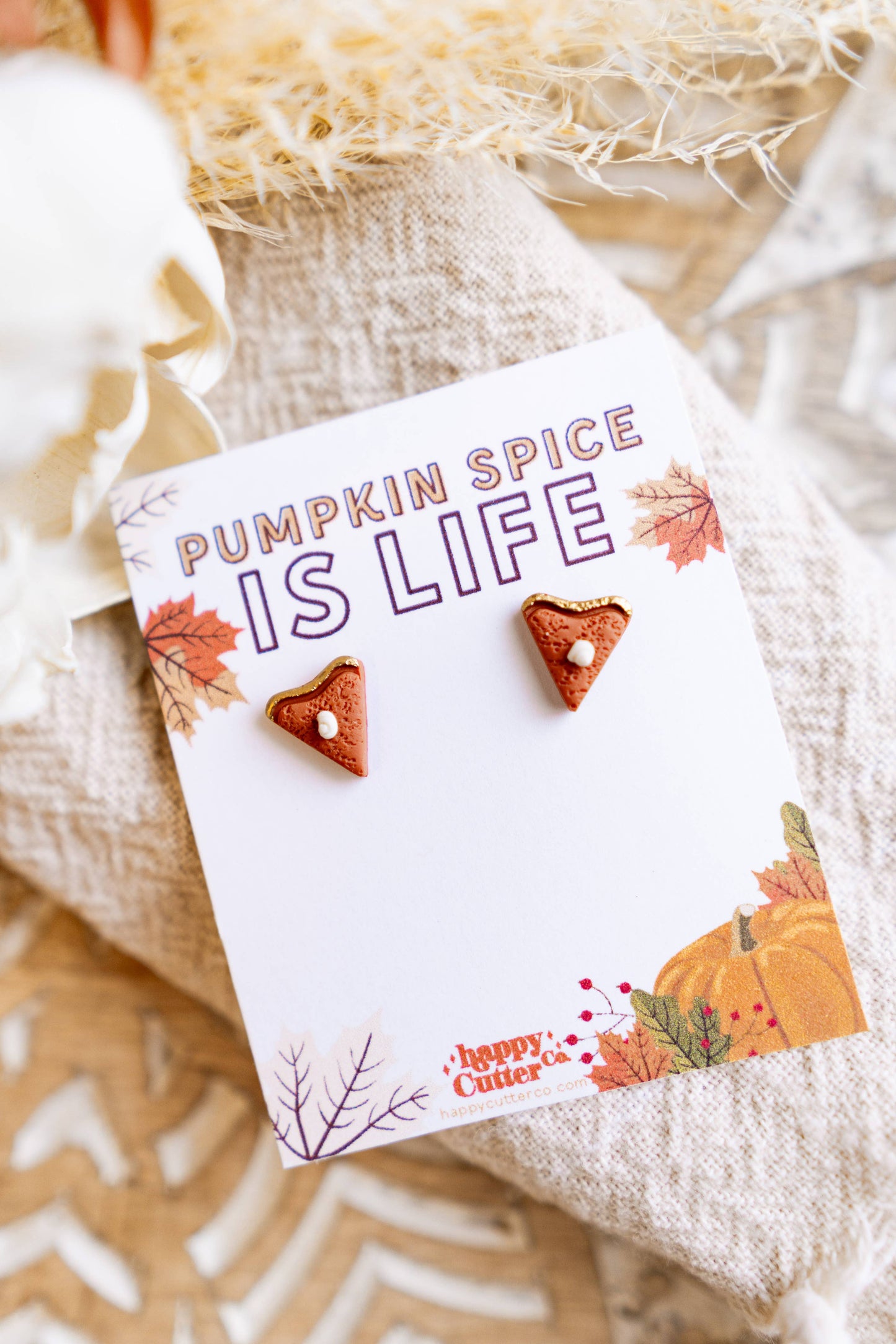 Pumpkin Pie Clay Earrings | Thanksgiving Fall Stud Earrings: Studs