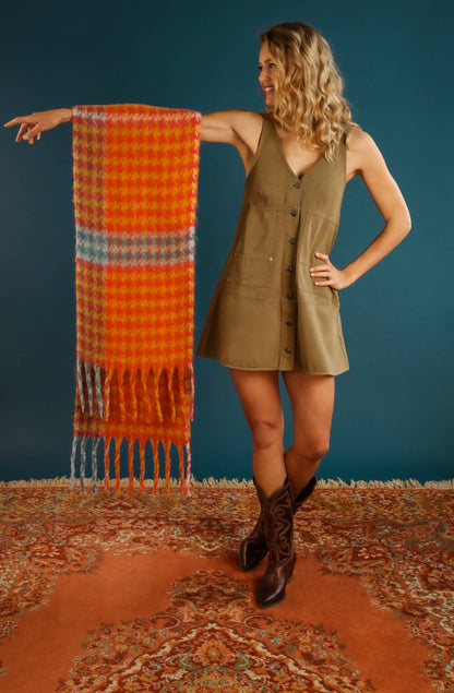 Ishbel Cosy Scarf - Tangerine/Denim