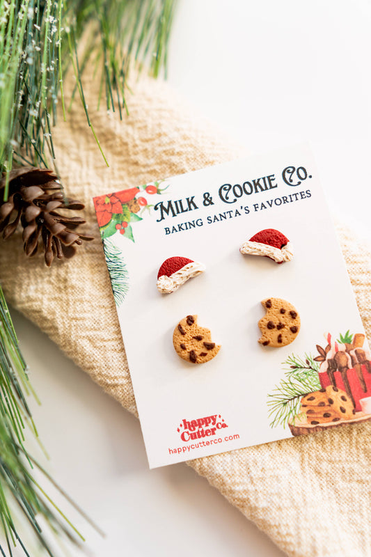 Fun Holiday Studs | Santa's Milk and Cookies Christmas Studs: Stud