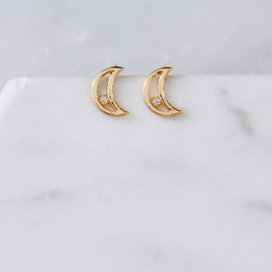 Zircon Moon Earrings